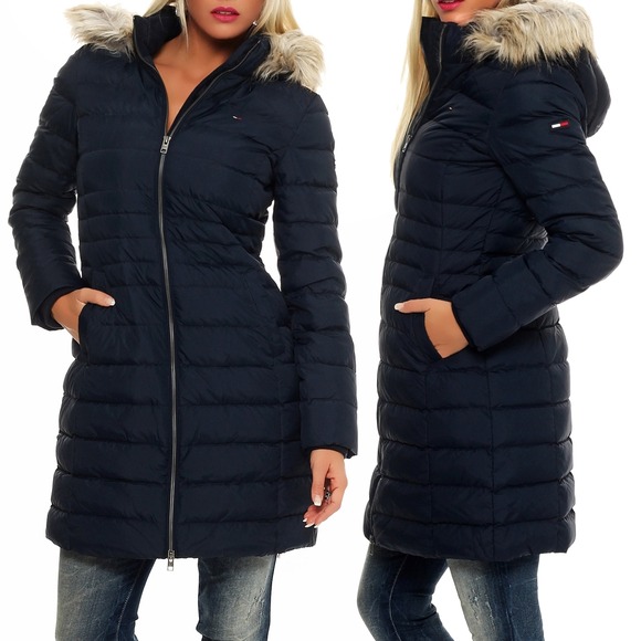 Tommy Hilfiger Basic Down Damen Winter Coat Daunenmantel Jacke Navy  eBay